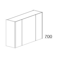 Badea Spiegelschrank 90 cm mit seitlicher Beleuchtung, bemaßte Skizze