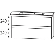 Puris Kera Plan Waschtisch mit Unterschrank - 126 cm Skizze