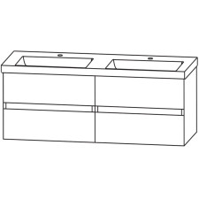 Puris Kera Plan Waschtisch mit Unterschrank - 142 cm Skizze